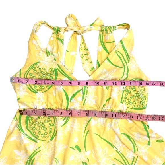 Lilly Pulitzer yellow green white knit tank dress Noella small halter open back - Picture 13 of 15